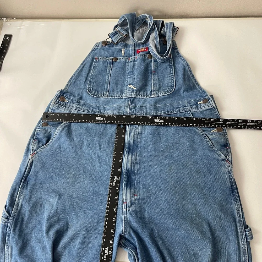 Dickies Overalls Mens 36x34 Blue Straight Leg Denim Bibs Workwear Ranch Chore